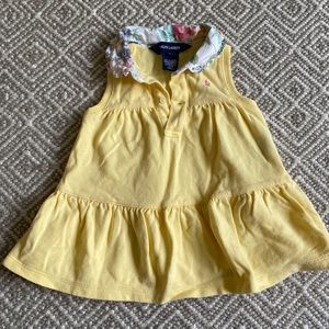 Ralph Lauren yellow knit polo dress with floral collar